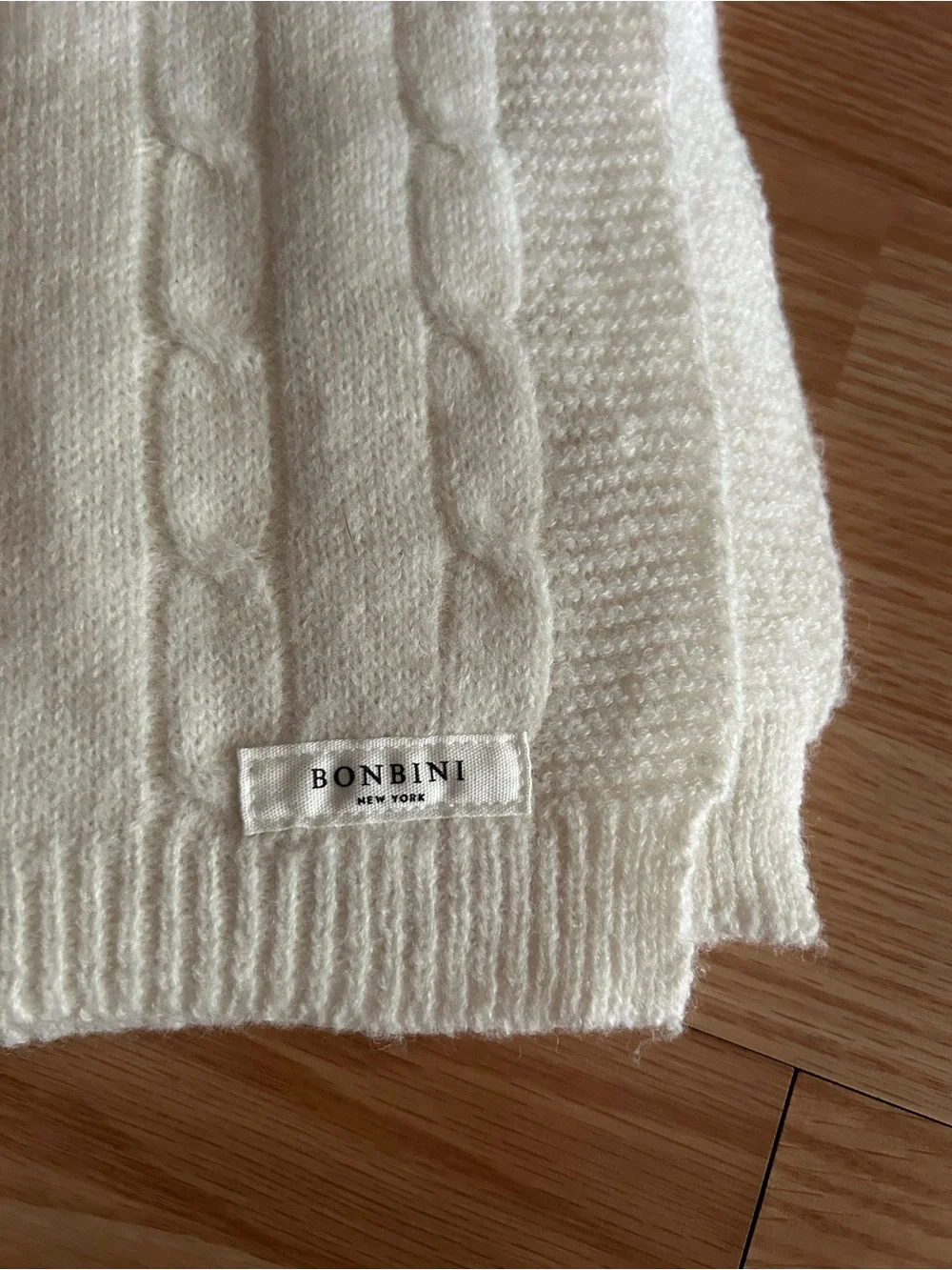 Bonbini New York Ivory Cable Knit Baby Blanket 0-6 months